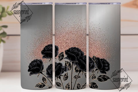 Black Rose Gold Glitter 20oz Tumbler Sublimation sassyprint 