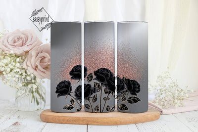 Black Rose Gold Glitter 20oz Tumbler Sublimation sassyprint 