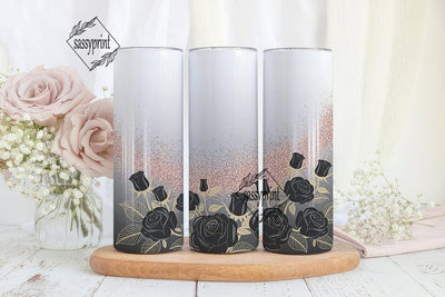 Black Rose Gold Glitter 20oz Tumbler Sublimation sassyprint 