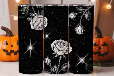 Black Rose Starry Night 20oz Tumbler Sublimation PixelChick 
