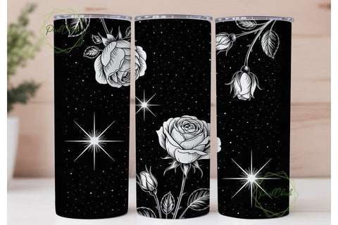 Black Rose Starry Night 20oz Tumbler Sublimation PixelChick 