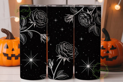 Black Rose Starry Night 20oz Tumbler Sublimation PixelChick 