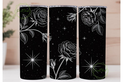 Black Rose Starry Night 20oz Tumbler Sublimation PixelChick 