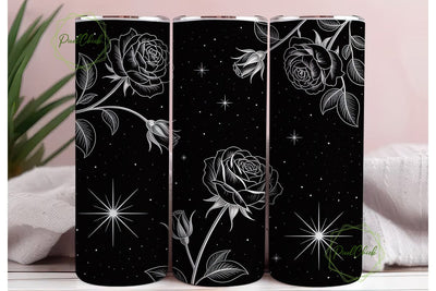 Black Rose Starry Night 20oz Tumbler Sublimation PixelChick 