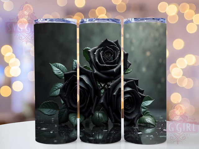 Black Roses Floral 20oz Gothic Tumbler, Black Roses Tumbler, 20oz Sublimation Wrap, Floral Drinkware, Gothic Tumblers, Unique Tumbler Design, Dark Floral Gifts, Elegant Drinkware Sublimation SvggirlplusArt 