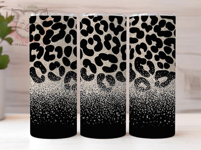 Black Rosette Leopard 20oz Tumbler Wrap, Black Rosettes, Outlined Pattern, Leopard Print, Animal Print Wrap, 20oz Tumbler Wrap, Sublimation PNG Sublimation Lara' s Designs 