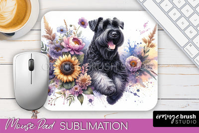 Black Russian Terrier Mouse Pad Design - Dog Mom Floral Mousepad Sublimation Sublimation OrangeBrushStudio 
