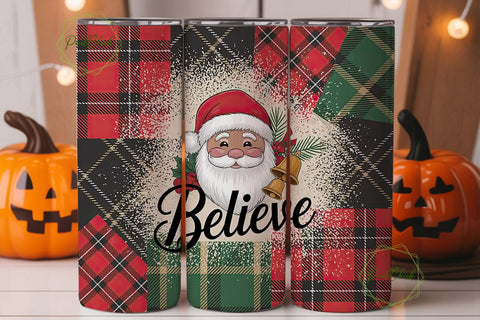 Black Santa Believe Christmas Tumbler Sublimation PixelChick 