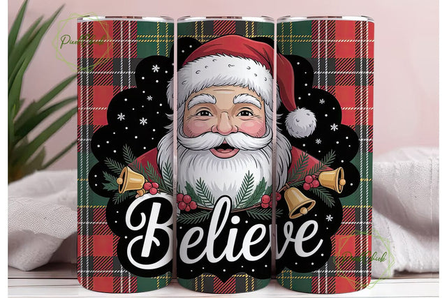 Black Santa Believe Christmas Tumbler Sublimation PixelChick 