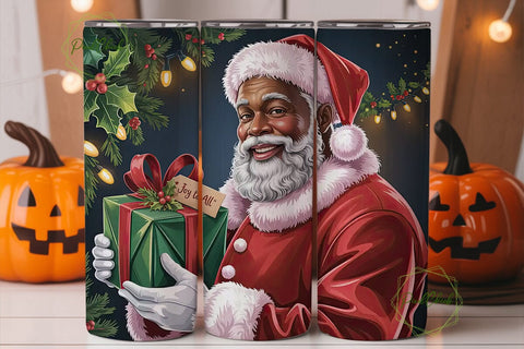 Black Santa Christmas 20oz Tumbler Sublimation PixelChick 