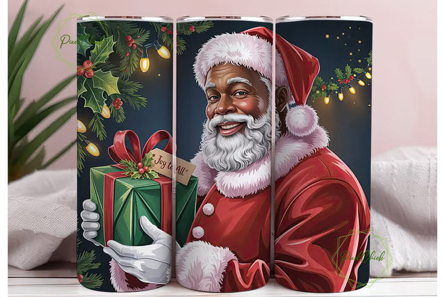 Black Santa Christmas 20oz Tumbler Sublimation PixelChick 