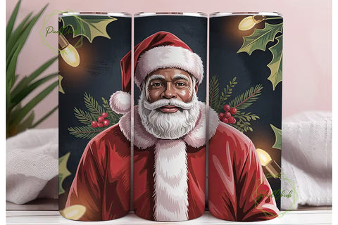 Black Santa Christmas 20oz Tumbler Sublimation PixelChick 