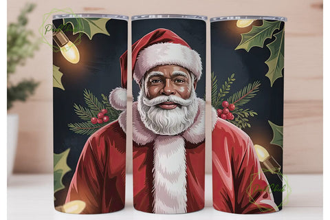 Black Santa Christmas 20oz Tumbler Sublimation PixelChick 