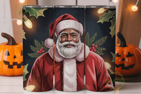 Black Santa Christmas 20oz Tumbler Sublimation PixelChick 