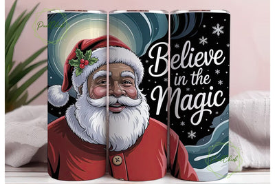 Black Santa Christmas 20oz Tumbler Wrap Sublimation PixelChick 