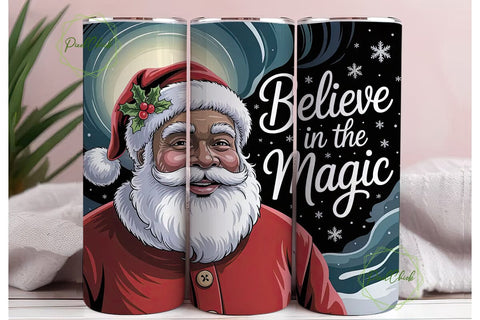 Black Santa Christmas 20oz Tumbler Wrap Sublimation PixelChick 