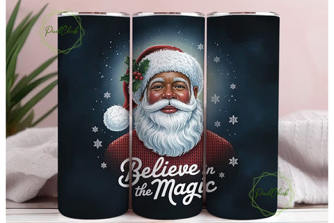 Black Santa Christmas 20oz Tumbler Wrap Sublimation PixelChick 