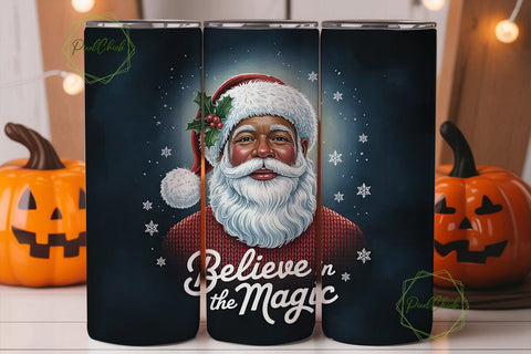 Black Santa Christmas 20oz Tumbler Wrap Sublimation PixelChick 