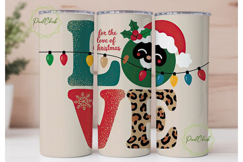 Black Santa Christmas LOVE 20oz Tumbler Sublimation PixelChick 
