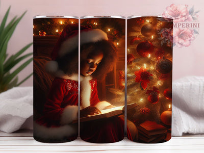 Black Santa & Elf Christmas Tumbler, Elf Helper Wrap, Christmas Santa Sublimation, Festive Holiday Cup, 20Oz Skinny Tumbler Wrap, Santa And Elf Mug, Inclusive Christmas Design Sublimation Li Zamperini 
