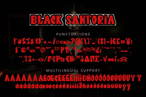 Black Santoria Font Prasetya Letter 