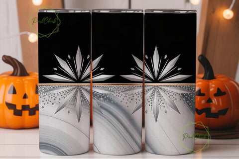 Black & Silver Glitter Marble Tumbler Sublimation PixelChick 