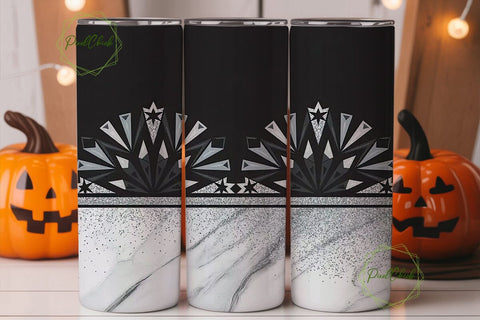 Black & Silver Glitter Marble Tumbler Sublimation PixelChick 