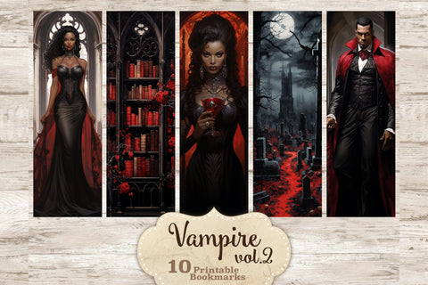 Black Skin Vampire Bookmarks | Gothic Printable SVG GlamArtZhanna 