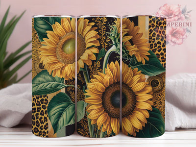 Black Sunflowers Gold Luxury 20oz Tumbler Wrap, Gold Floral, Elegant Wrap, Luxury Design, Seamless Pattern, 20oz Tumbler Wrap, Sublimation PNG Sublimation Li Zamperini 