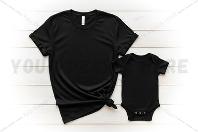 Black t-shirt and onesie set Mock Up Photo Regulrcrative 