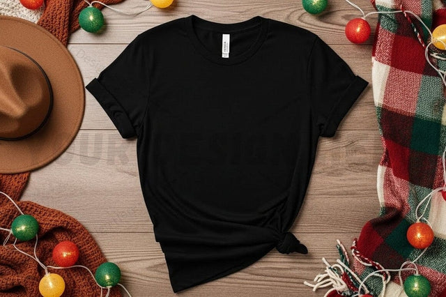 Black t-shirt christmas mockup design Mock Up Photo Designangry 