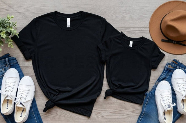 Black t-shirt mockup design with casual outfit Mock Up Photo Regulrcrative 
