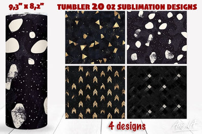 Black tumbler wrap sublimation, noir, dark geometric pattern Sublimation Angelina Semenova 
