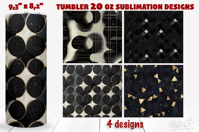 Black tumbler wrap sublimation, noir, geometric patterns Sublimation Angelina Semenova 