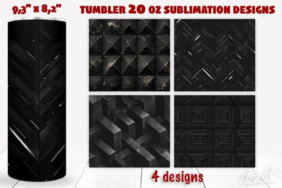 Black tumbler wrap sublimation, noir, geometric patterns Sublimation Angelina Semenova 