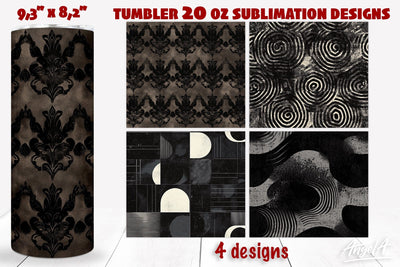 Black tumbler wrap sublimation, noir, geometric patterns Sublimation Angelina Semenova 