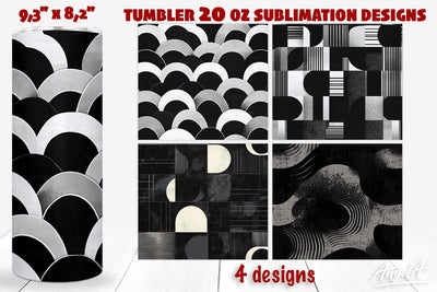Black tumbler wrap sublimation, noir, geometric patterns Sublimation Angelina Semenova 