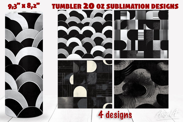 Black tumbler wrap sublimation, noir, geometric patterns Sublimation Angelina Semenova 