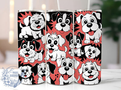 Black & White Abstract Dog Tumbler Wrap, Black and White, Abstract Art, Modern Design, Creative Style, Tumbler Wrap, Sublimation Design Sublimation ToriDesigns 