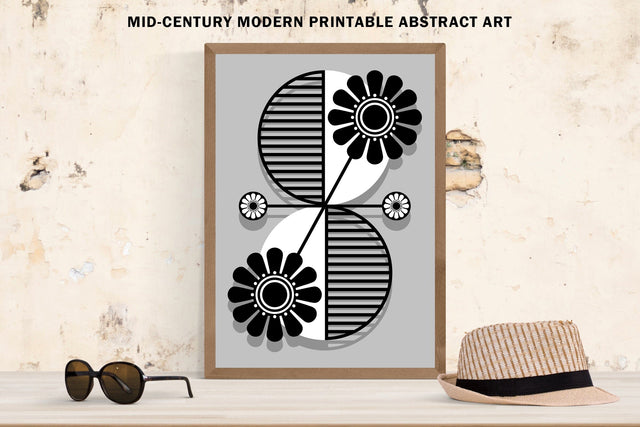 Black & White Abstract Floral Art Sublimation Karma Genie Graphics 