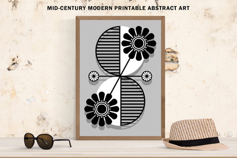 Black & White Abstract Floral Art Sublimation Karma Genie Graphics 