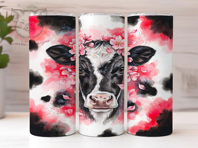 Black White Calf Rustic 20oz Tumbler, Cow Portrait, Expressive Eyes, Pink Nose, Farmhouse Rustic, Skinny Tumbler, Sublimation PNG Sublimation Lara' s Designs 