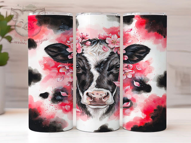 Black White Calf Rustic 20oz Tumbler, Cow Portrait, Expressive Eyes, Pink Nose, Farmhouse Rustic, Skinny Tumbler, Sublimation PNG Sublimation Lara' s Designs 