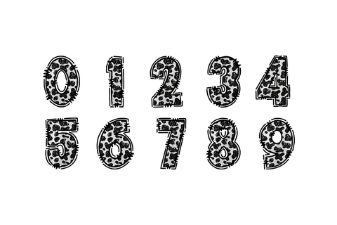Black White Cowprint Alphabet PNG, Glitter Doodle Letters Sublimation BijouBay 