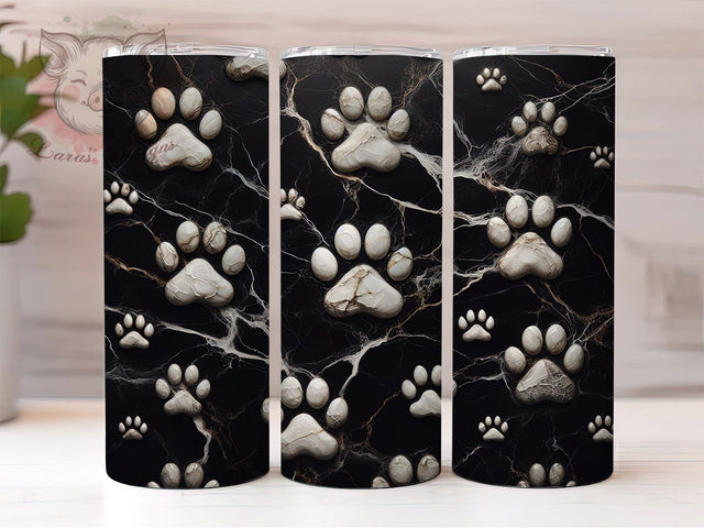 Black White Dog Paw Tumbler, Black White Pattern, Seamless Paw Print, Pet Lover Tumbler, Minimalist Design, 20oz Tumbler, Sublimation Design Sublimation Lara' s Designs 