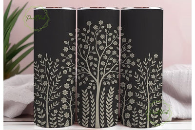 Black & White Floral 20oz Tumbler Wrap Sublimation PixelChick 