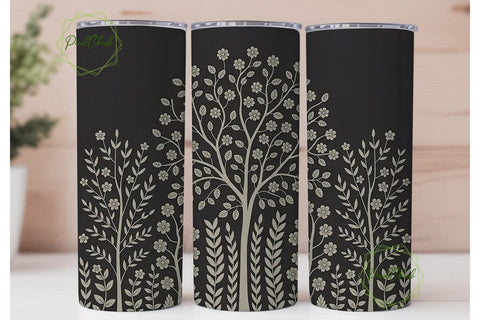 Black & White Floral 20oz Tumbler Wrap Sublimation PixelChick 