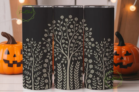 Black & White Floral 20oz Tumbler Wrap Sublimation PixelChick 