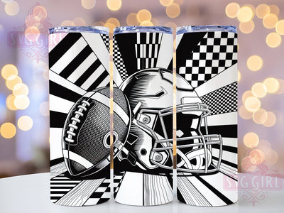 Black & White Football Coach Tumbler Wrap, Football Sublimation, Black And White Football, 20oz Skinny Tumbler, Football Coach Gift, Sports Tumbler Png, American Football Png Sublimation SvggirlplusArt 