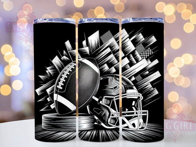 Black & White Football Coach Tumbler Wrap, Football Sublimation, Black And White Football, 20oz Skinny Tumbler, Football Coach Gift, Sports Tumbler Png, American Football Png Sublimation SvggirlplusArt 